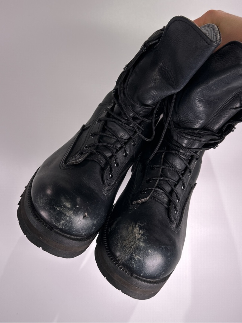 Belleville Mens 10.5 Black Leather GoreTex Zip Distressed Grunge Combat Boots - Picture 6 of 12